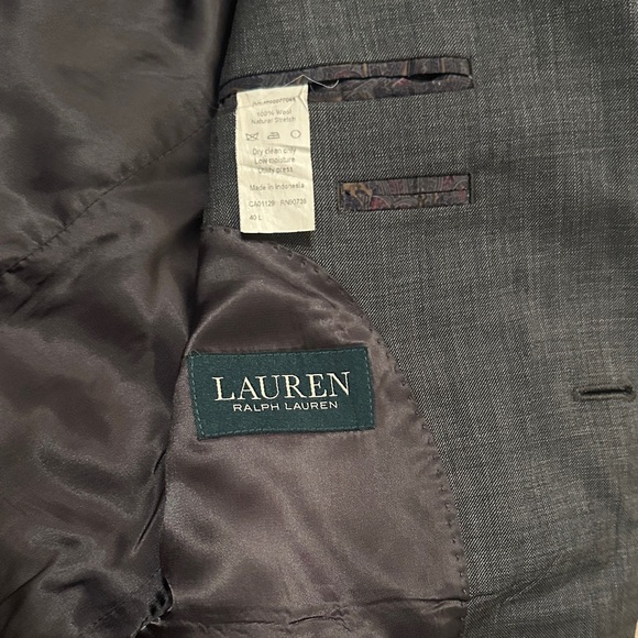 Lauren Ralph Lauren Mens Two-Button Wool Sport Coat Blazer Gray Size 40L - Picture 7 of 9